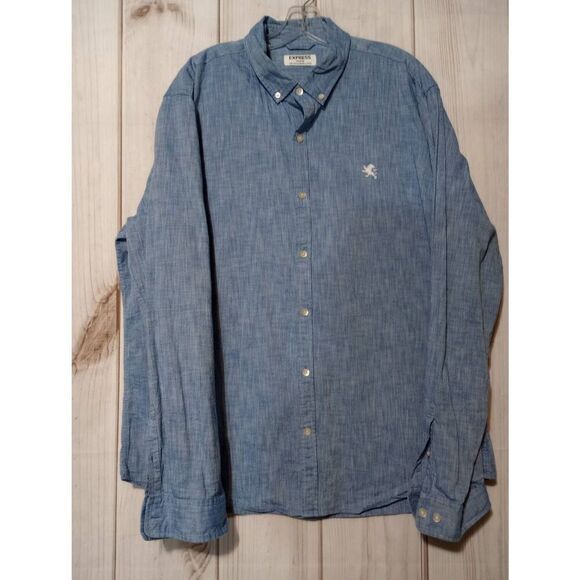 Express Shirt Men's XXL Chambray Button Front Long Sleeve - Picture 1 of 8